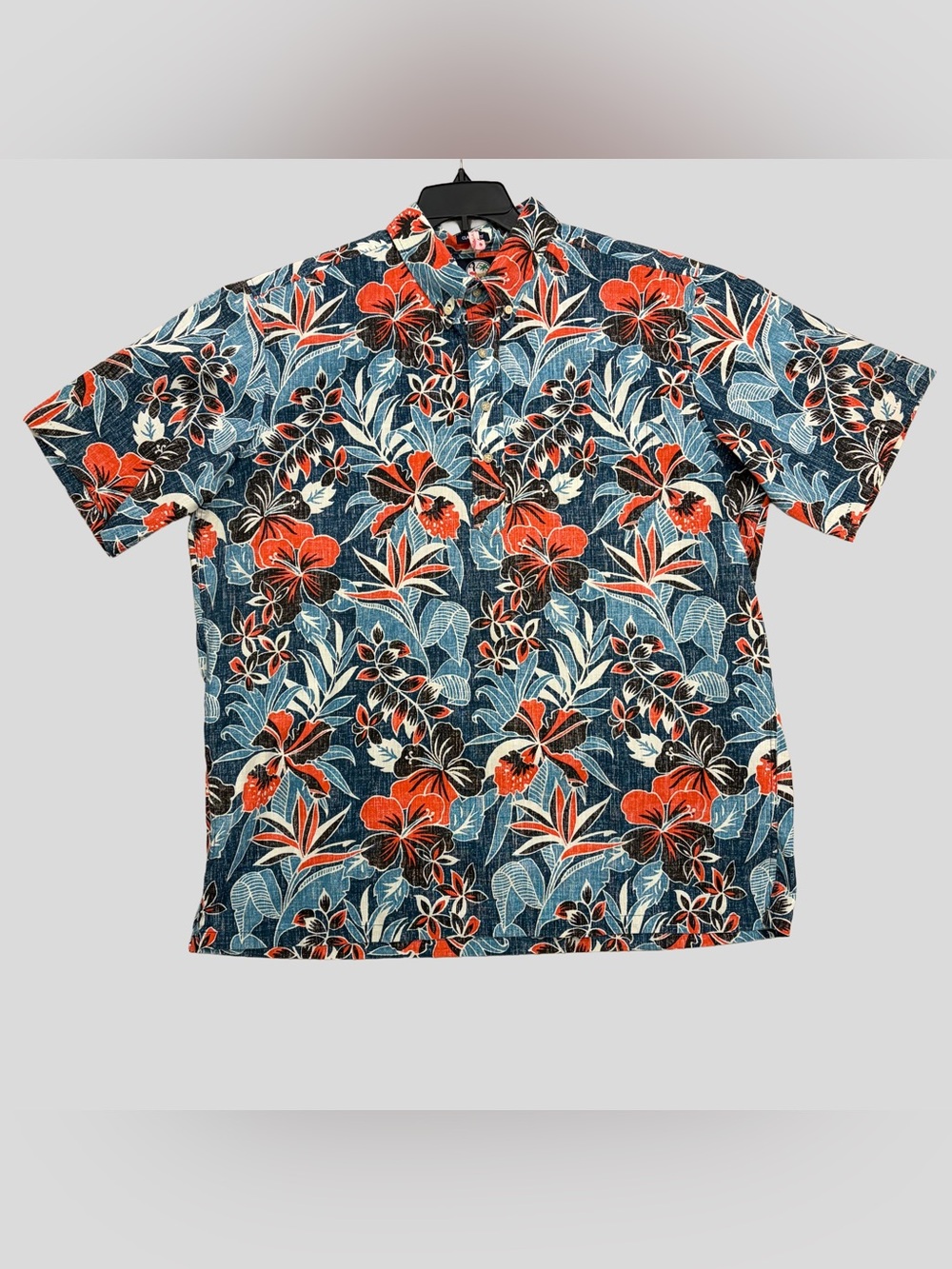 Reyn Spooner Shirt Blue Hawaiian Floral Tropical Classic Fit Pullover XXL 2XL